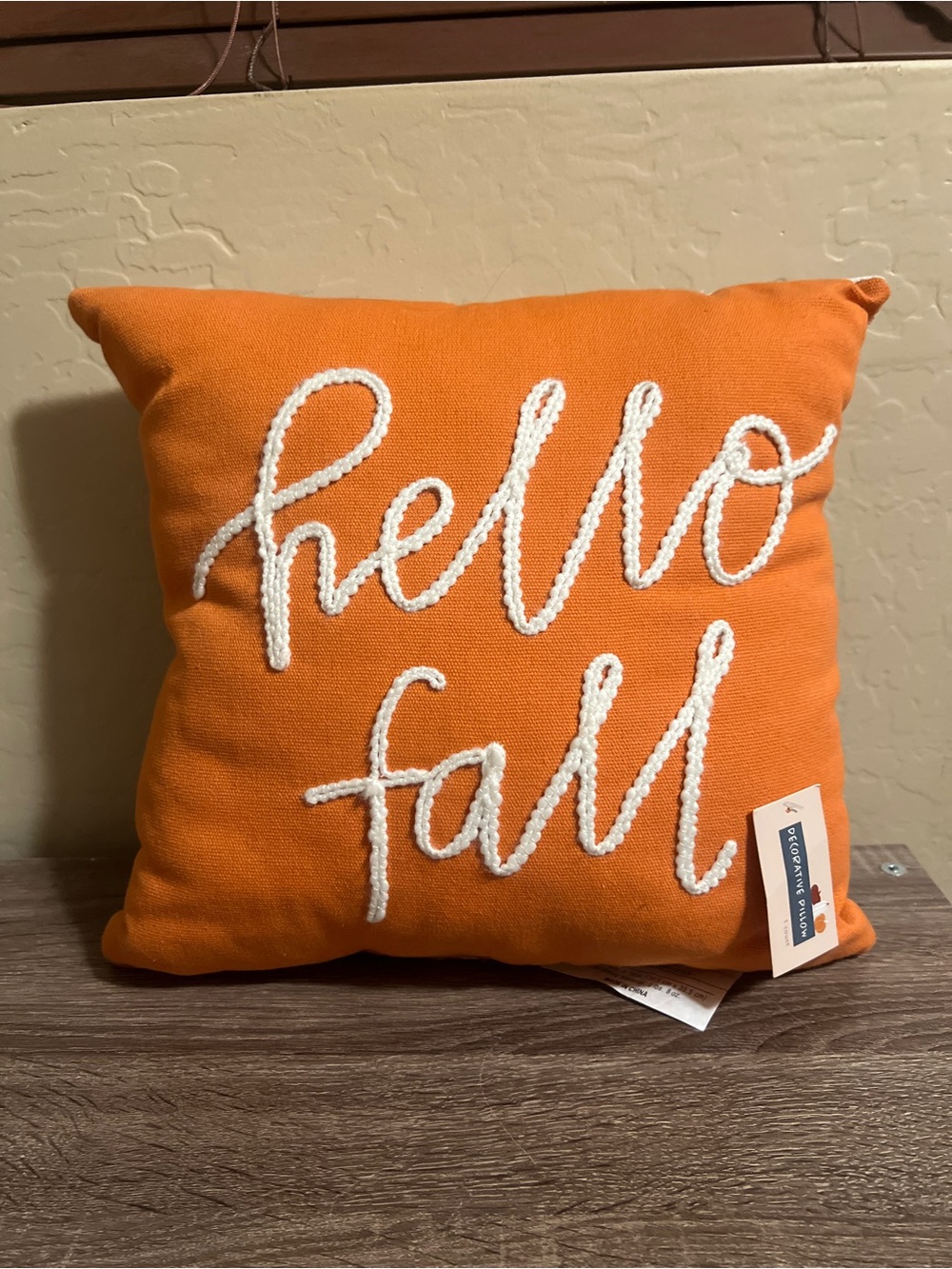 Target Bullseye Throw Toss Pillow Hello Fall Orange White Stripes NWT